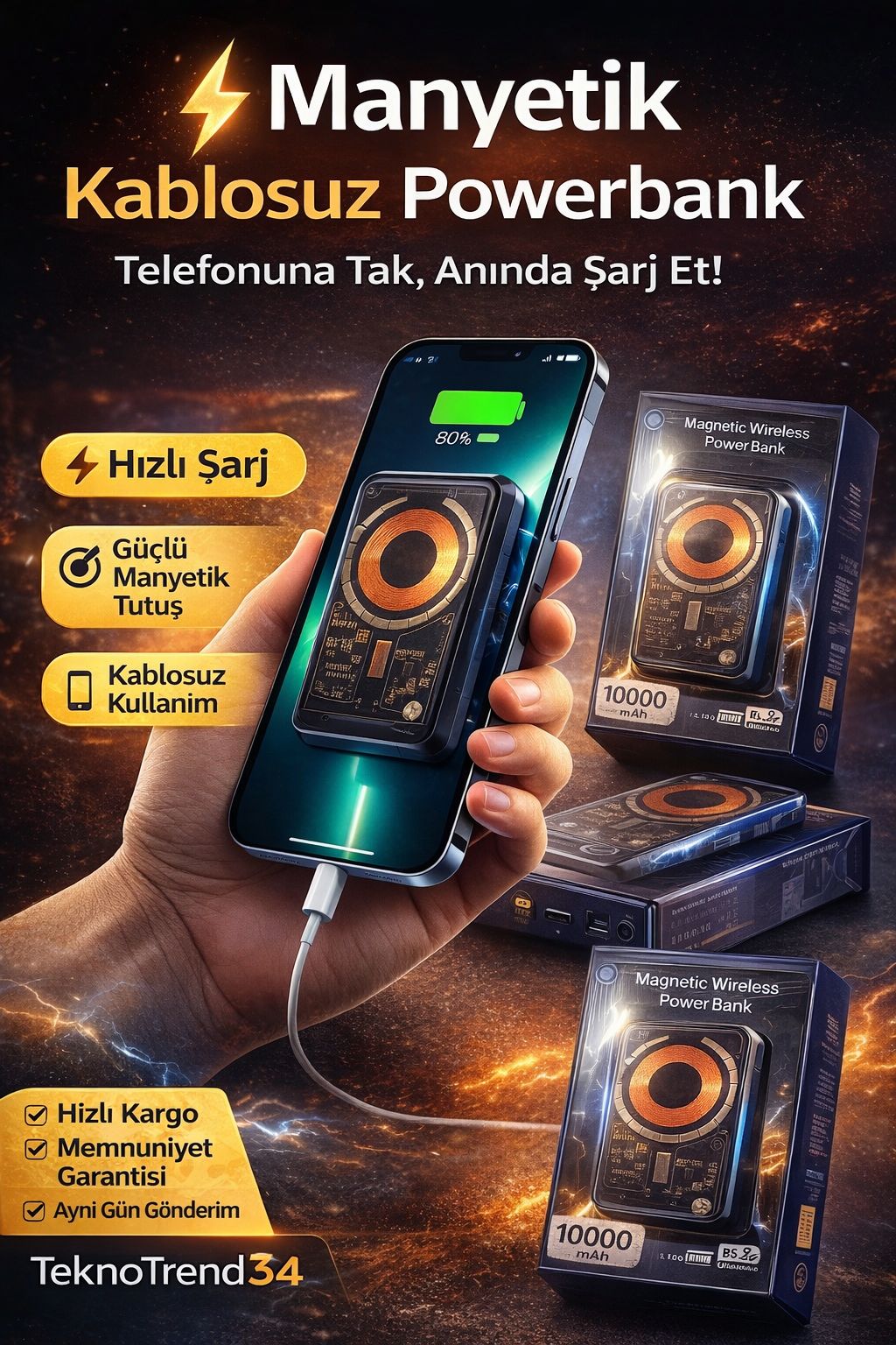Kablosuz Şarj Cihazı Hızlı Şarj Standlı Akıllı Chip Koruma Wireless Charger