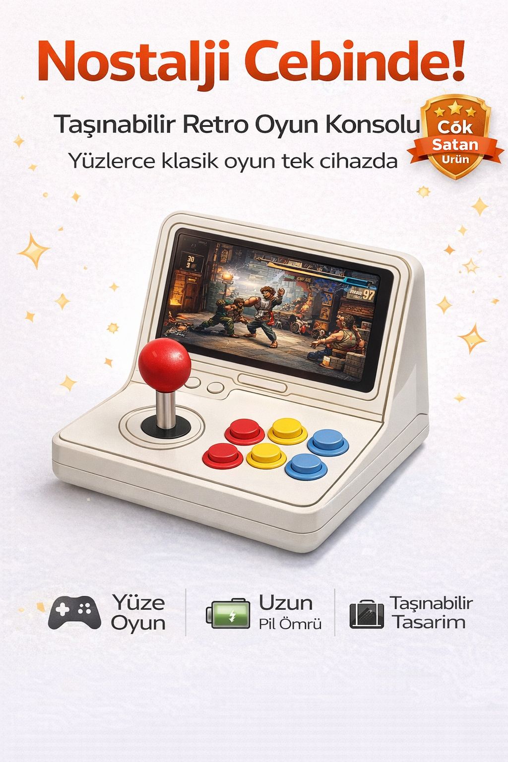 Retro Oyun Konsolu Taşınabilir Mini Atari Yüzlerce Oyunlu El Tipi Oyun Makinesi