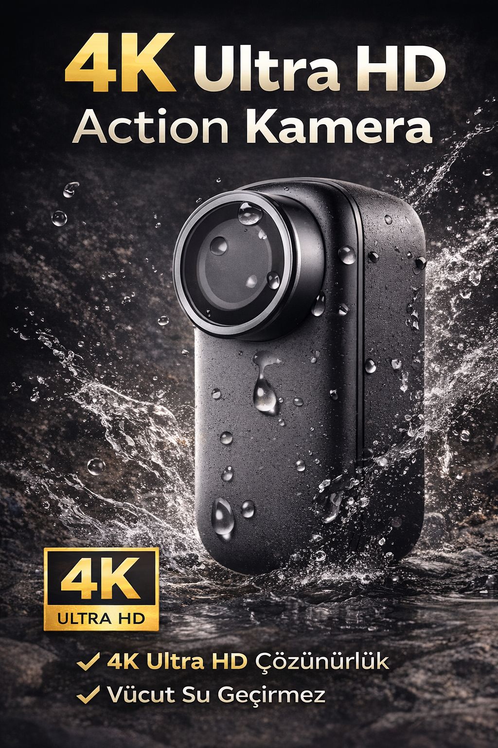 4K Ultra HD Aksiyon Kamera Su Geçirmez Spor Kamera Mini Kamera Wifi Destekli