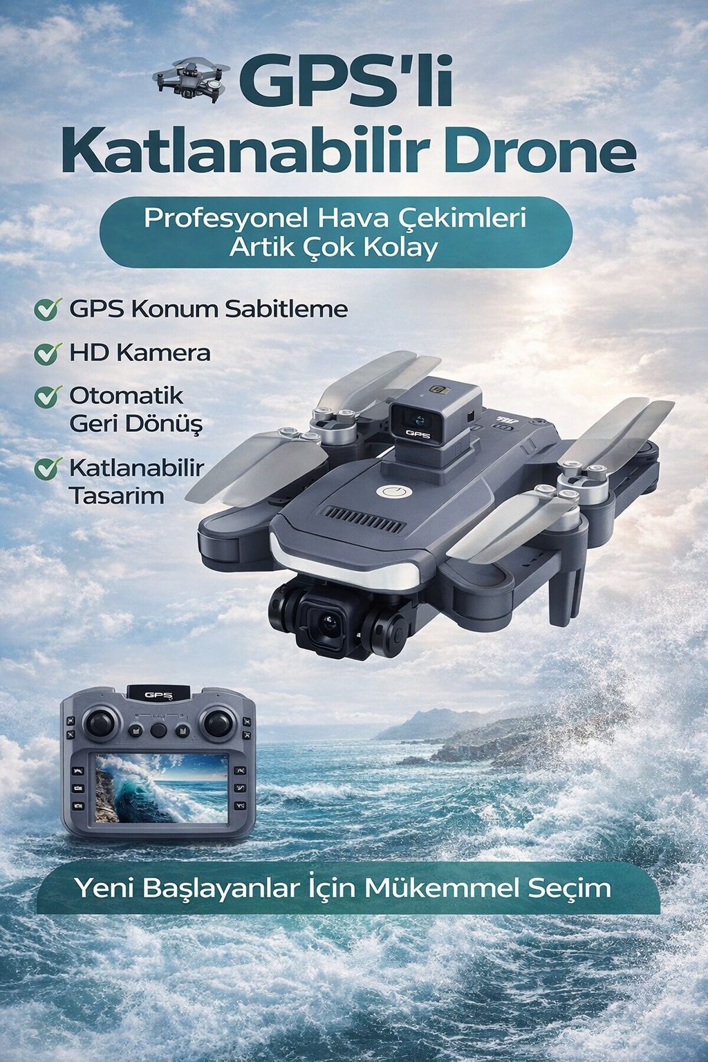 C29S GPS Drone HD Kamera 4K Çekim Stabil Uçuş Konum Sabitleme Uzaktan Kumandalı Drone