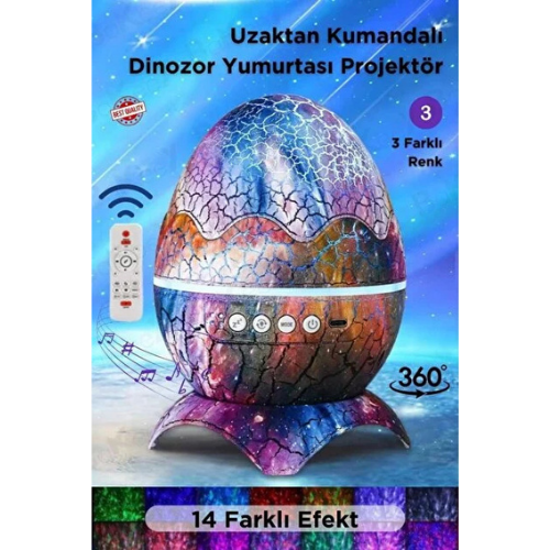 Bakeey Dinazor Yumurtası Gece Lambası Kumandalı Hoparlör Galaxy Projektör Projeksiyon Çocuk Oda Lambası