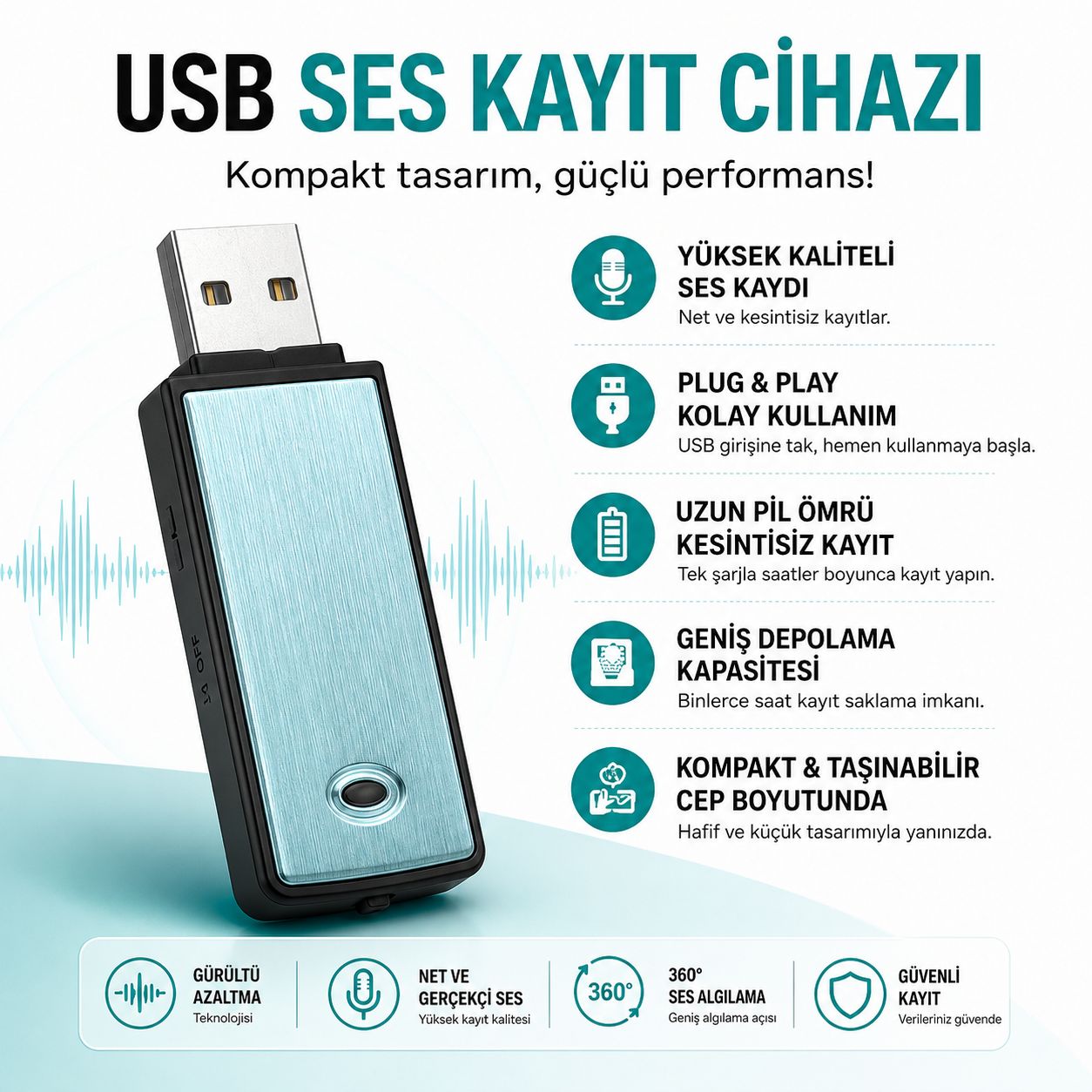 USB Ses Kayıt Cihazı Mini Dijital Voice Recorder Yüksek Kaliteli Ses Kaydedici