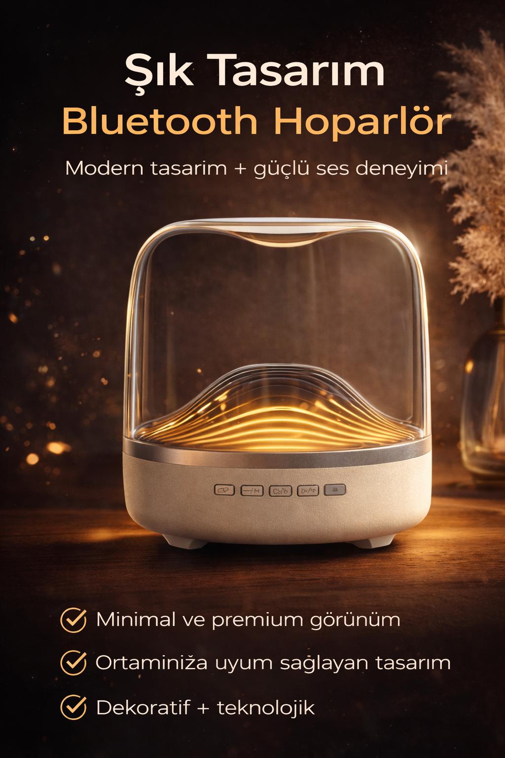 Bluetooth Hoparlör LED Işıklı Dekoratif Masa Lambası Kablosuz Şık Tasarım Hoparlör