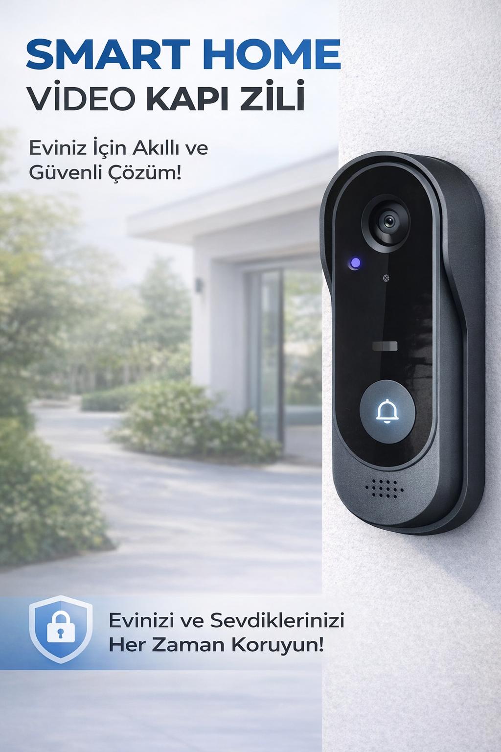 Akıllı Video Kapı Zili Wifi Kamera Kablosuz Görüntülü Zil Gece Görüşlü Smart Doorbell
